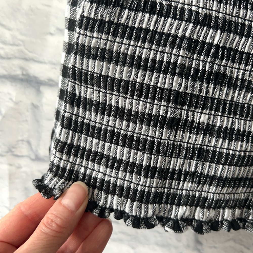 Reformation Monochrome Gingham Puff Sleeve Blouse - Picture 9 of 10